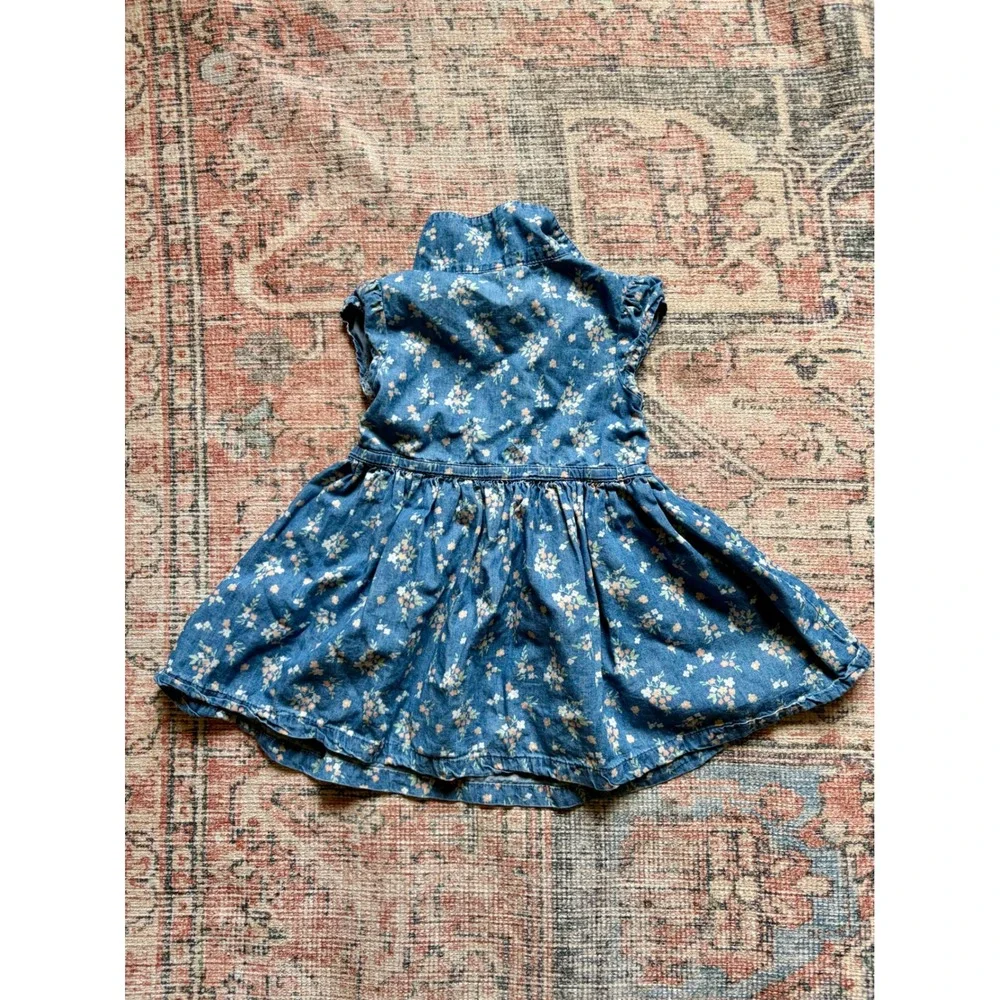 Genuine Kids from OshKosh Girls 2T Toddler Blue Floral Denim Chambray Dress